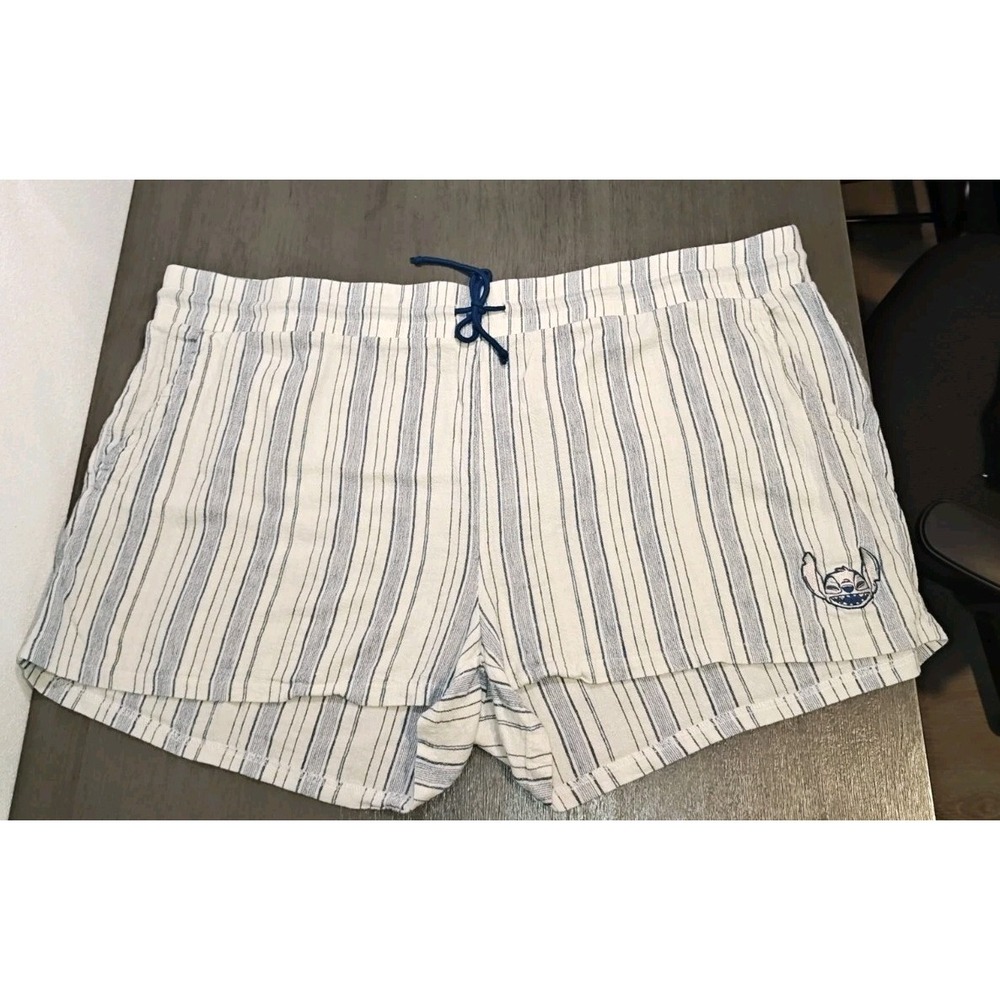 Disney Stitch Striped Lounge Shorts 3X Embroidered Stitch Pajama Shorts